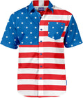 USA Short Sleeve Button Up American Flag Shirts for Men - Patriotic