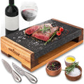 Hot Lava Rock Sizzling Plate Grill Set - Thick Stone Steak Platter