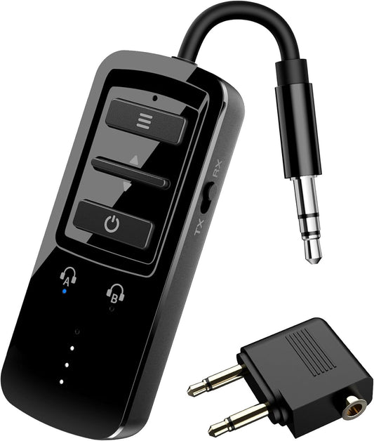 YOCOWOCO Airplane Bluetooth 5.2 Adapter - Dual Headphones, Ultimate Travel Audio