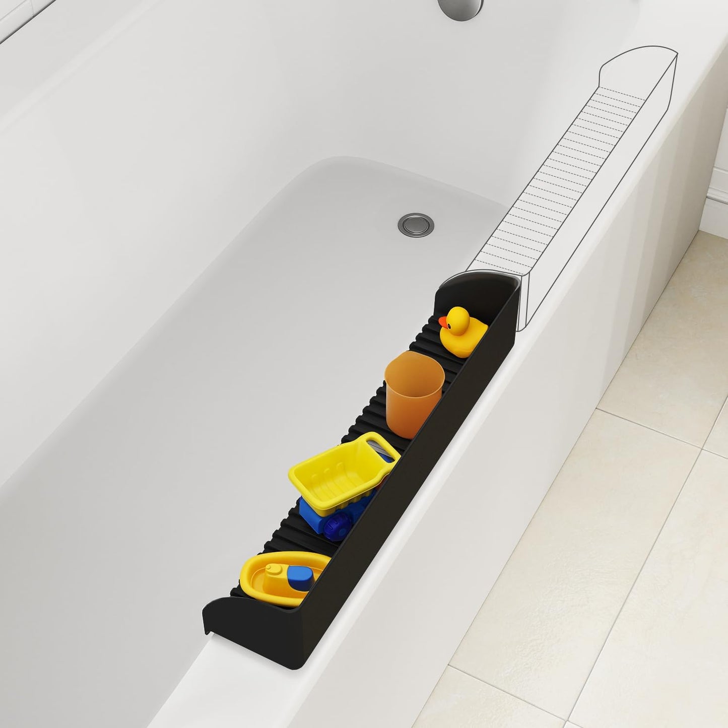 Bathtub Splash Guard for Kids - 2Pack Silicone Water Guard