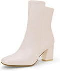 Women's Square Toe Ankle Boots Low Block Heel - Comfortable Style