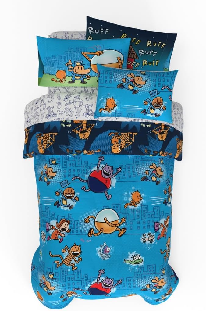 Dog Man Supa Book Kids Bedding Set - Cozy Microfiber Comforter