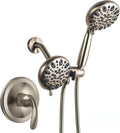 WRISIN Brushed Nickel Shower Faucet Set with Valve and 6-Setting Head