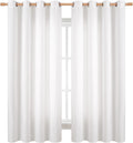 Pure White Curtains 63 in Length 2 Panels Set - Light Filtering Linen