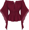 Scarlet Darkness Women Renaissance Off Shoulder Bell Sleeve Blouse in