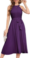 Halter Chiffon Wedding Cocktail Dress - Flowy Tea Length Elegance