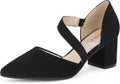Women's Short Heels Strappy Pumps - Low Block Chunky Heels