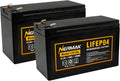 2 Pack 12V 10Ah LiFePO4 Deep Cycle Battery - Long Life Power