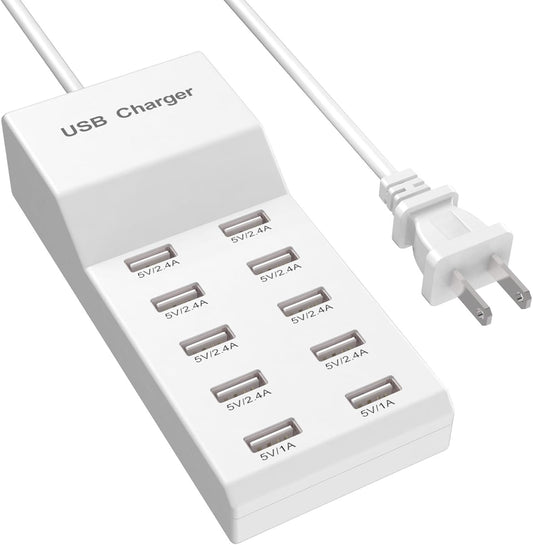 10-Port Smart USB Charger for Fast Multi-Device Charging