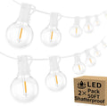 100ft G40 Globe String Lights 2-Pack - Dimmable Shatterproof Outdoor