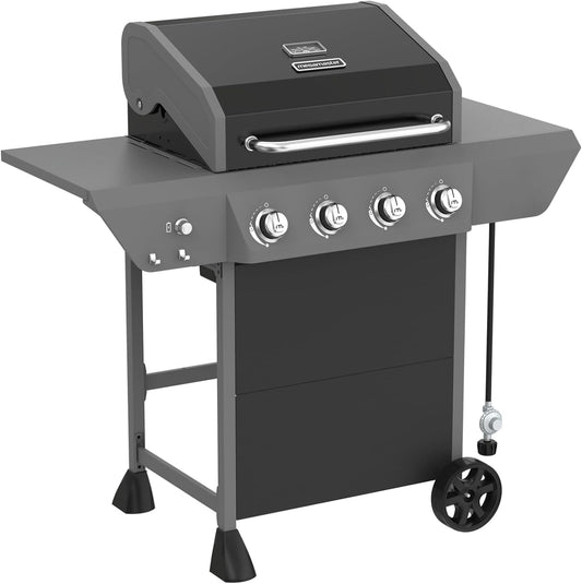 4-Burner Propane Gas Grill with Side Tables for Outdoor Cooking