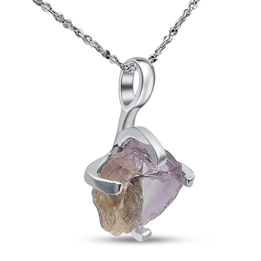 Natural Raw Ametrine Pendant Chain Necklace for Her Gift