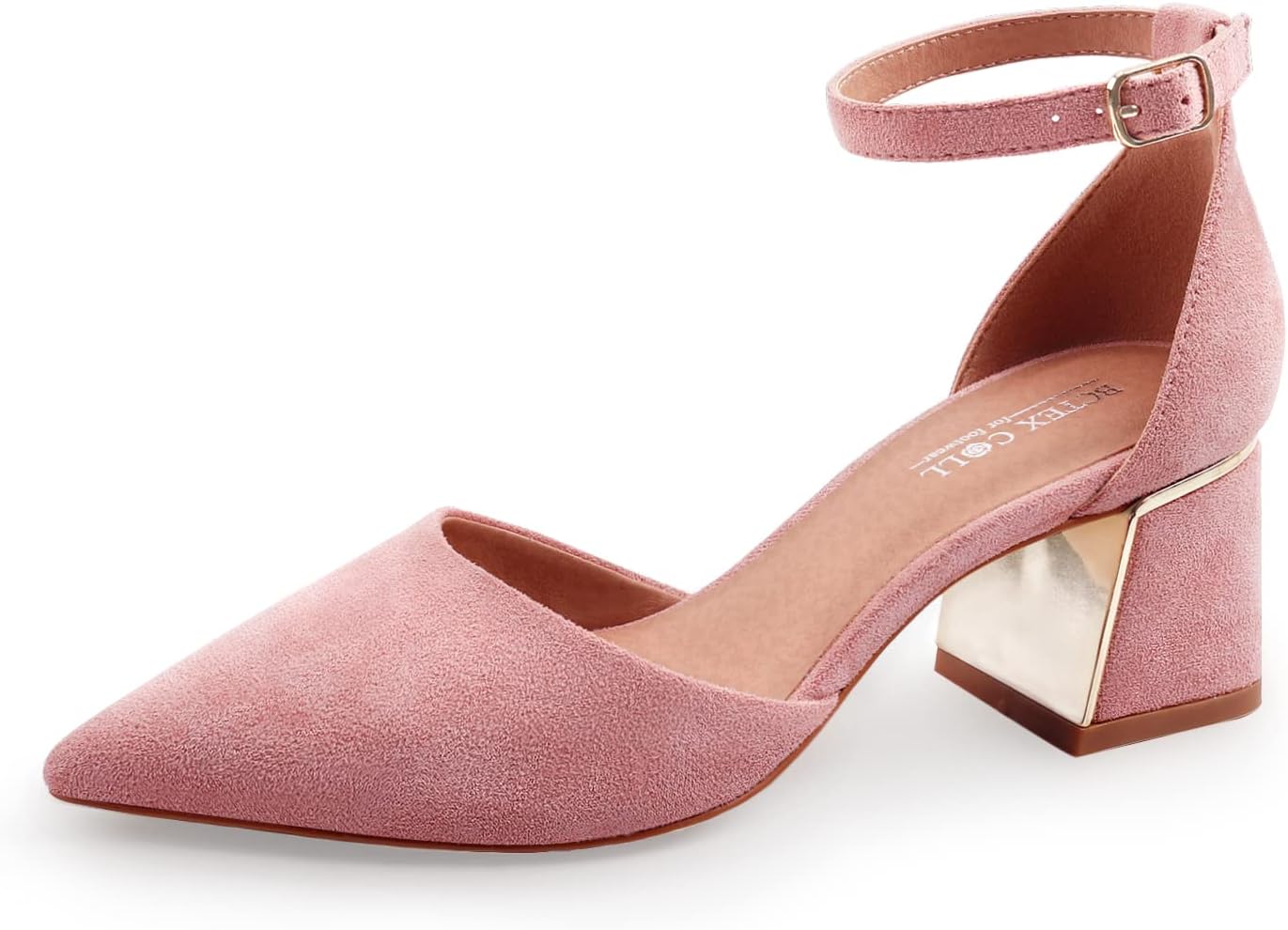 BCTEX COLL Womens Pointed Toe Pumps with Adjustable Ankle Strap