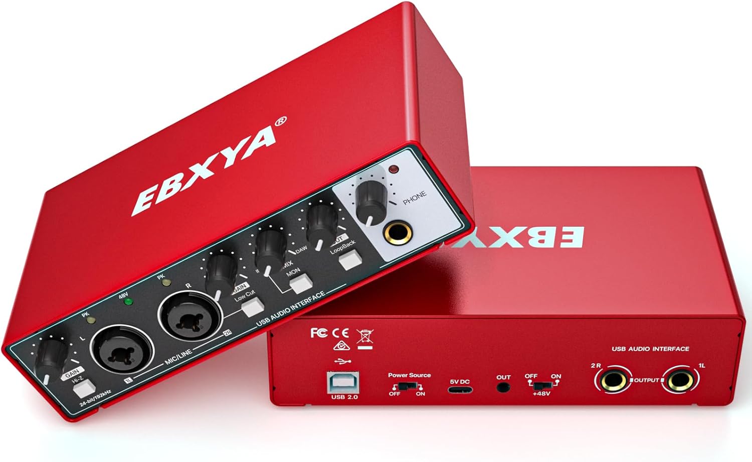 EBXYA 2i2 USB Audio Interface for PC Recording and Streaming