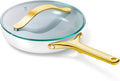 10.5 in Nonstick Ceramic Frying Pan with Glass Lid - 2.7 qt White