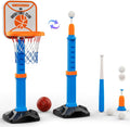 2-in-1 T-Ball & Basketball Set for Kids - Adjustable Height Play