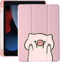 Cute Cartoon Pig iPad Air 3 Case with Pencil Holder - Pink Protective