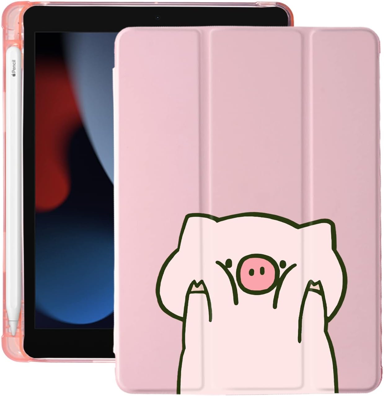 Cute Cartoon Pig iPad Air 3 Case with Pencil Holder and Stand