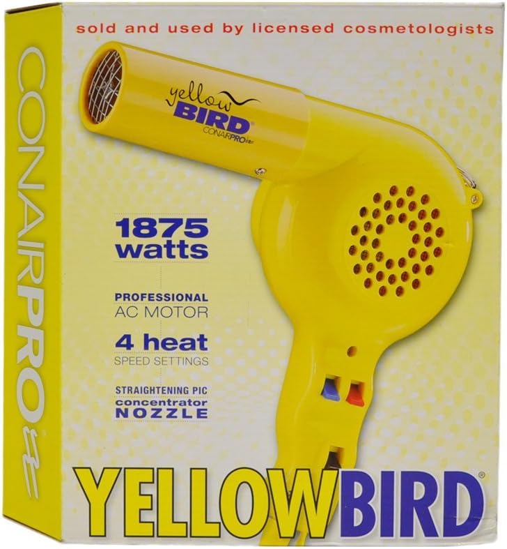 Conair Pro Yellow Bird Hair Dryer - Fast Drying Power