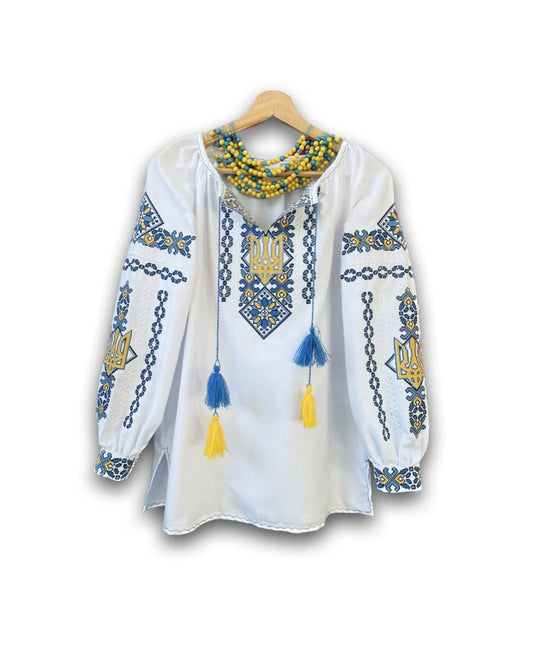 Ukrainian Vyshyvanka Blouse with Trident by Handmade