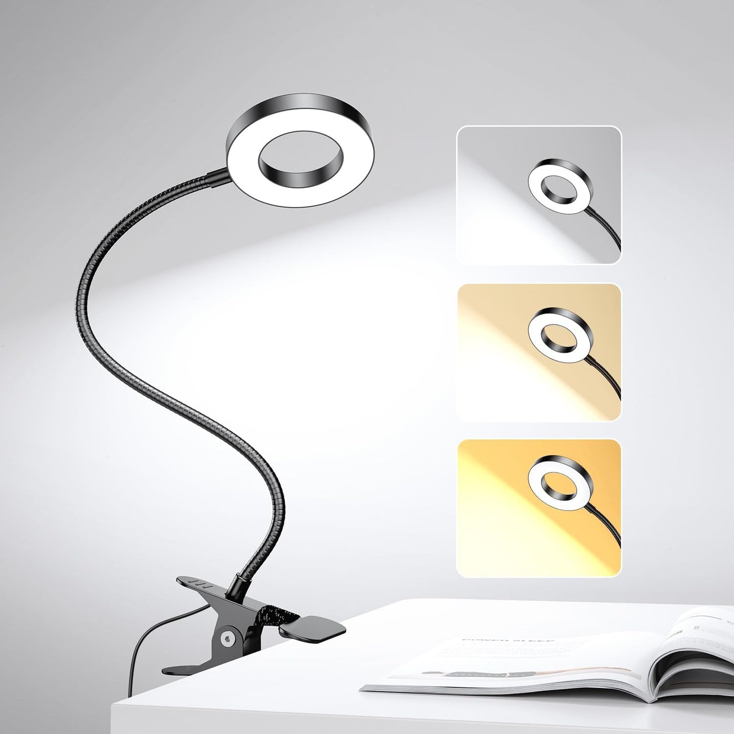 GARMESE Clip-On Desk Lamp: Eye-Protection, 3 Colors, 10 Brightness
