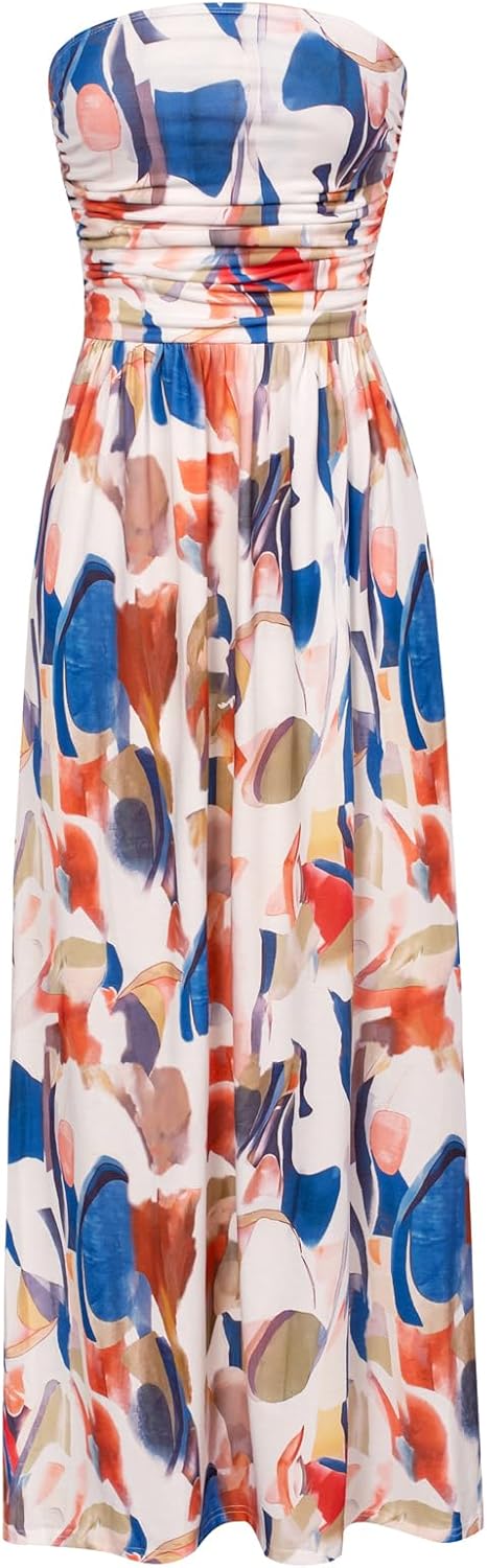 Stylish Strapless Maxi Dress with Pockets for Women