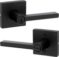 Kwikset Halifax Entry Door Handle with Lock and Key in Matte Black