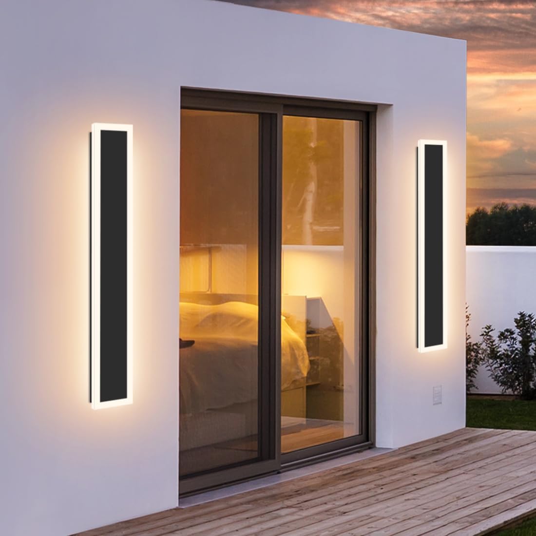 Xbuyee 36in Modern Outdoor Wall Light - Dimmable LED Fixture