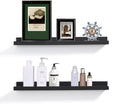 Black Floating Shelves for Wall 24 in Picture Ledge - Modern Lipped