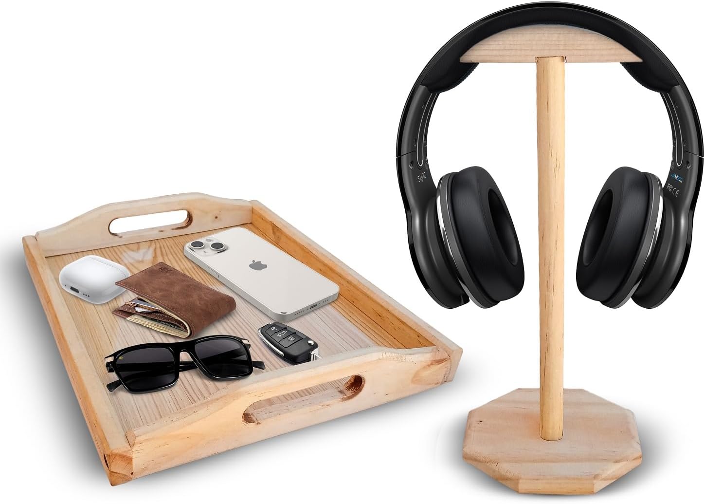 Wooden Desk Organizer & Headphone Stand - Declutter in Style!
