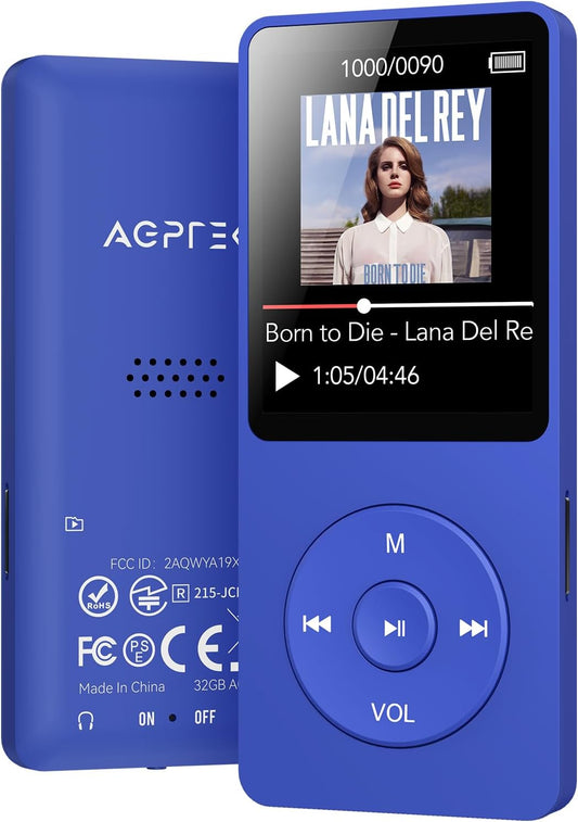 AGPTEK A02 Bluetooth MP3 Player | 1.8 Screen, Speaker, FM Radio