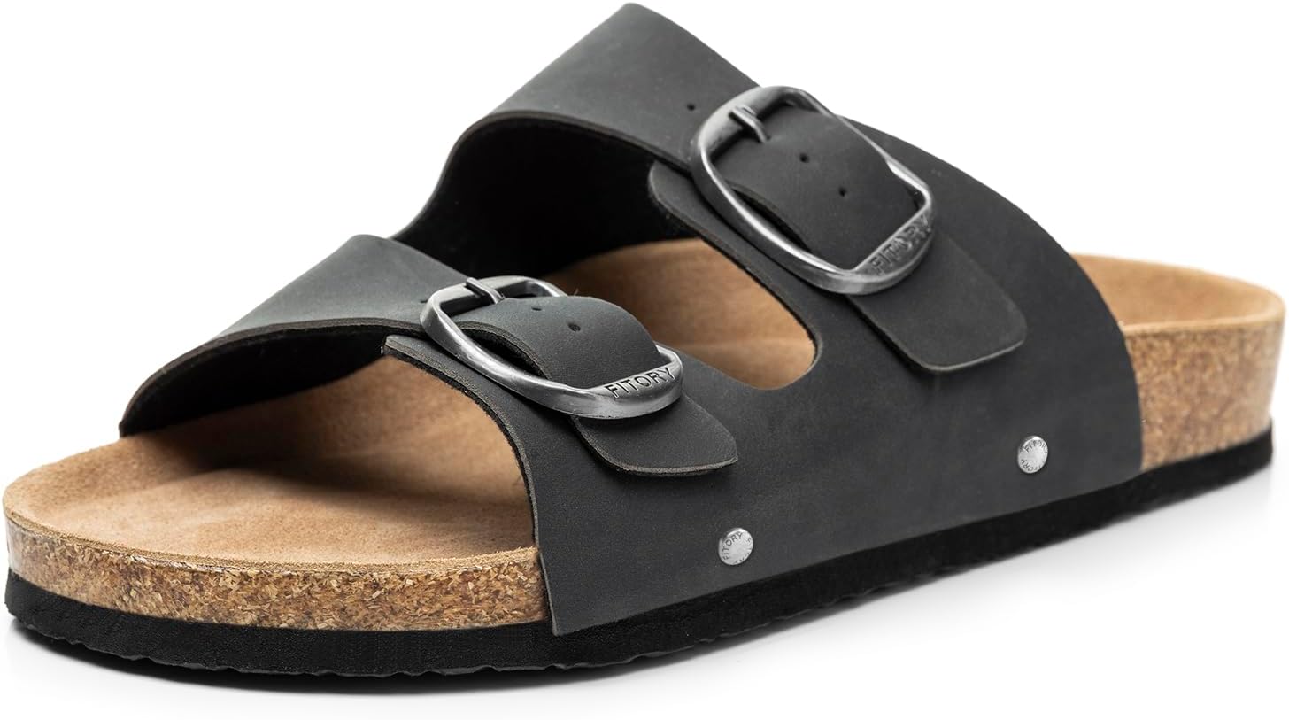 FITORY Womens Flat Sandals with Cork Footbed for Summer Comfort