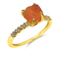 Real Raw Carnelian Dainty Ring in Yellow Gold - Size 8