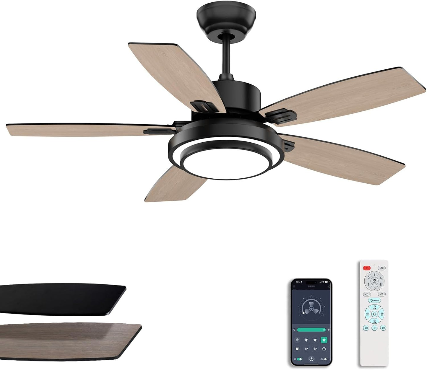 Ceiling Fans with Lights and Remote Control for Bedroom