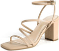 DREAM PAIRS Women's Rhinestone Strappy Block Heel Sandals - Chic