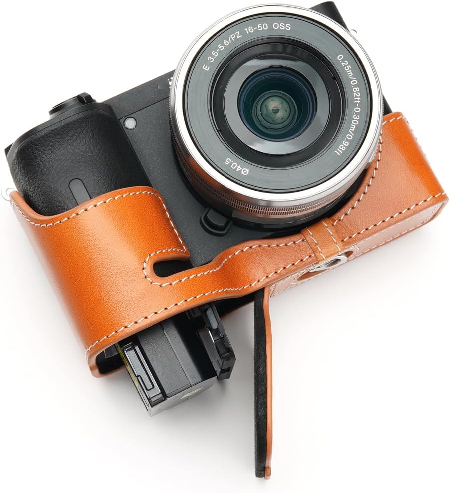 Handmade Genuine Real Leather Half Camera Case for Sony A6600