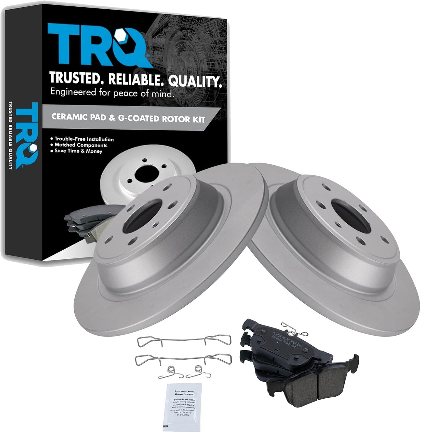 TRQ Rear Brake Pad & Rotor Kit for 2013-2020 Ford Fusion