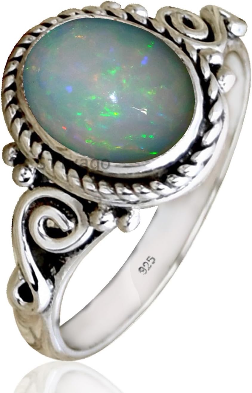 925 Sterling Silver Engagement Ring with Emerald Birthstone