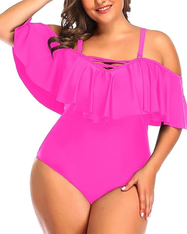 Daci Plus Size One Piece Swimsuits for Women with Ruffles