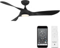 Smart Fans Swirl 54in Matte Black Ceiling Fan with 3000K LED - Smart