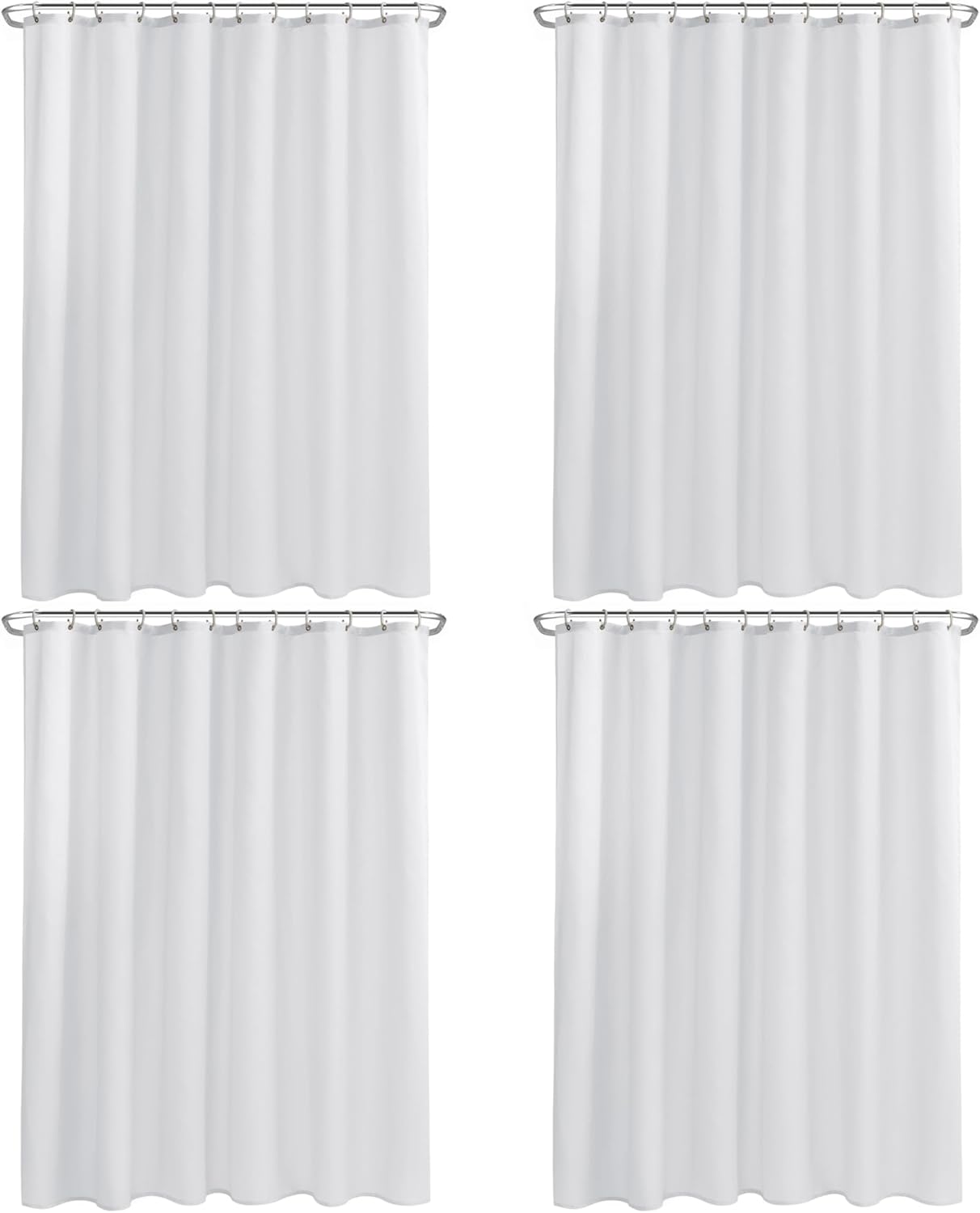 Water Resistant Shower Liner 4 Pack - Washable Fabric - Soft Hotel Quality