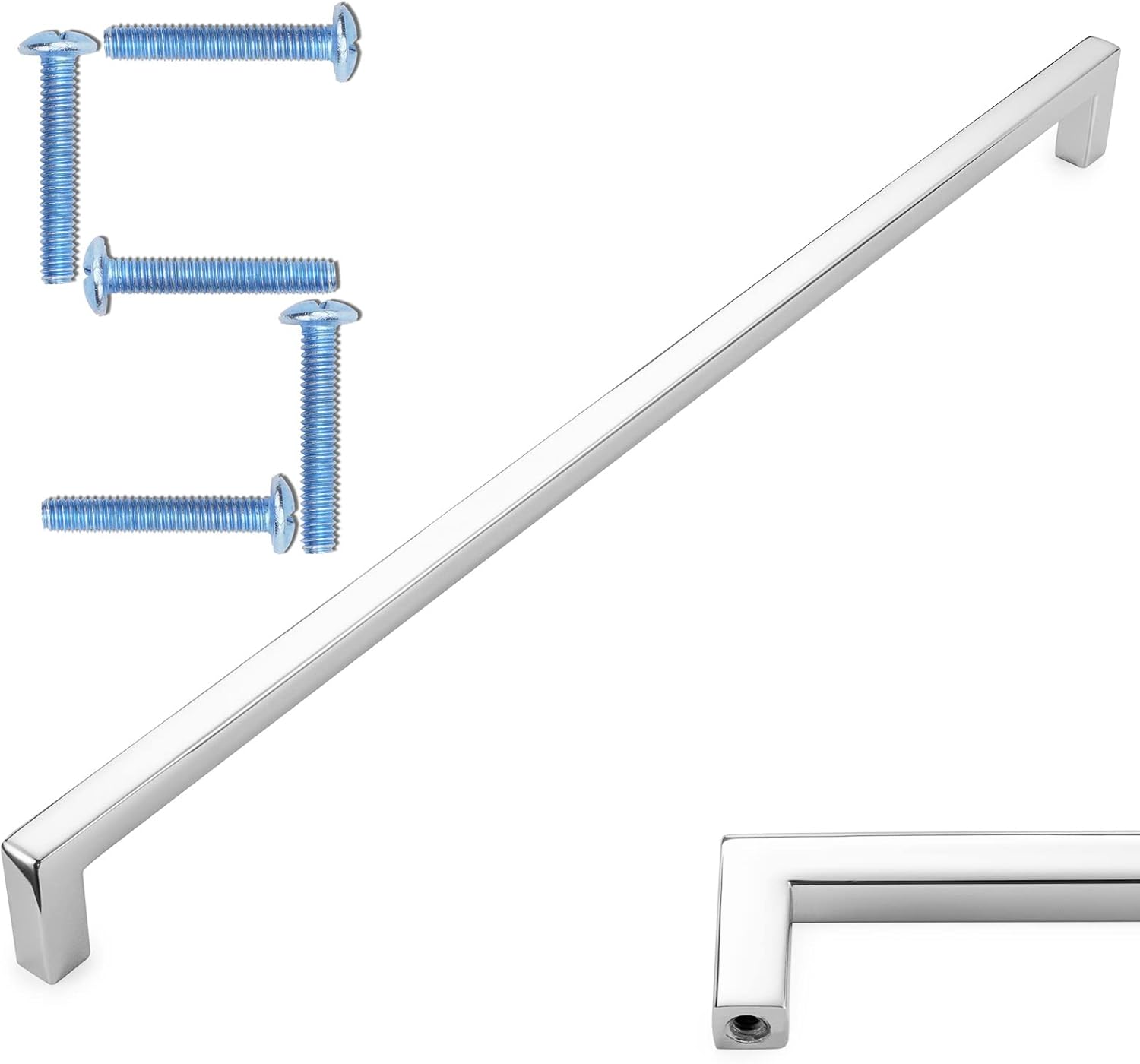 KOOFIZO Solid Square Bar Cabinet Handle - Chrome Pulls for Furniture