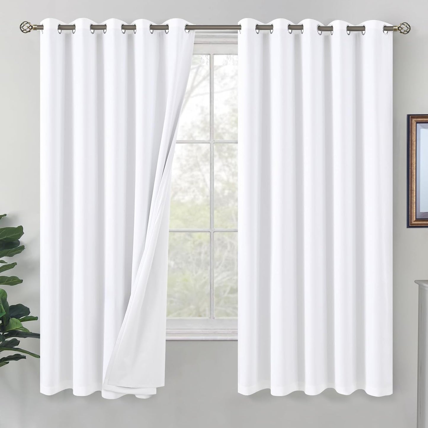BGment White Blackout Curtains for Bedroom, Thermal Insulated