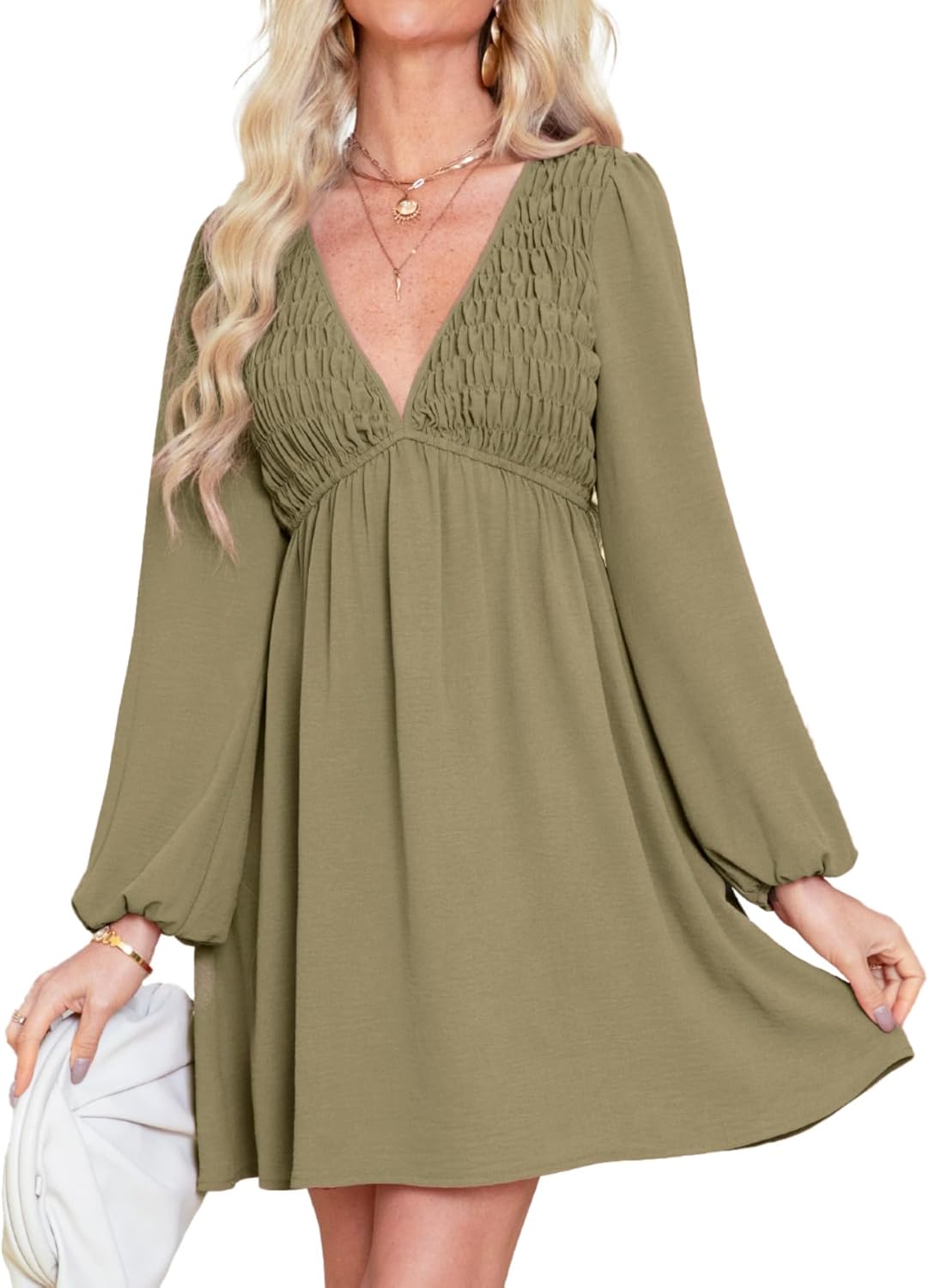 BerryGo Women's Casual Long Sleeve Babydoll Flowy Dress