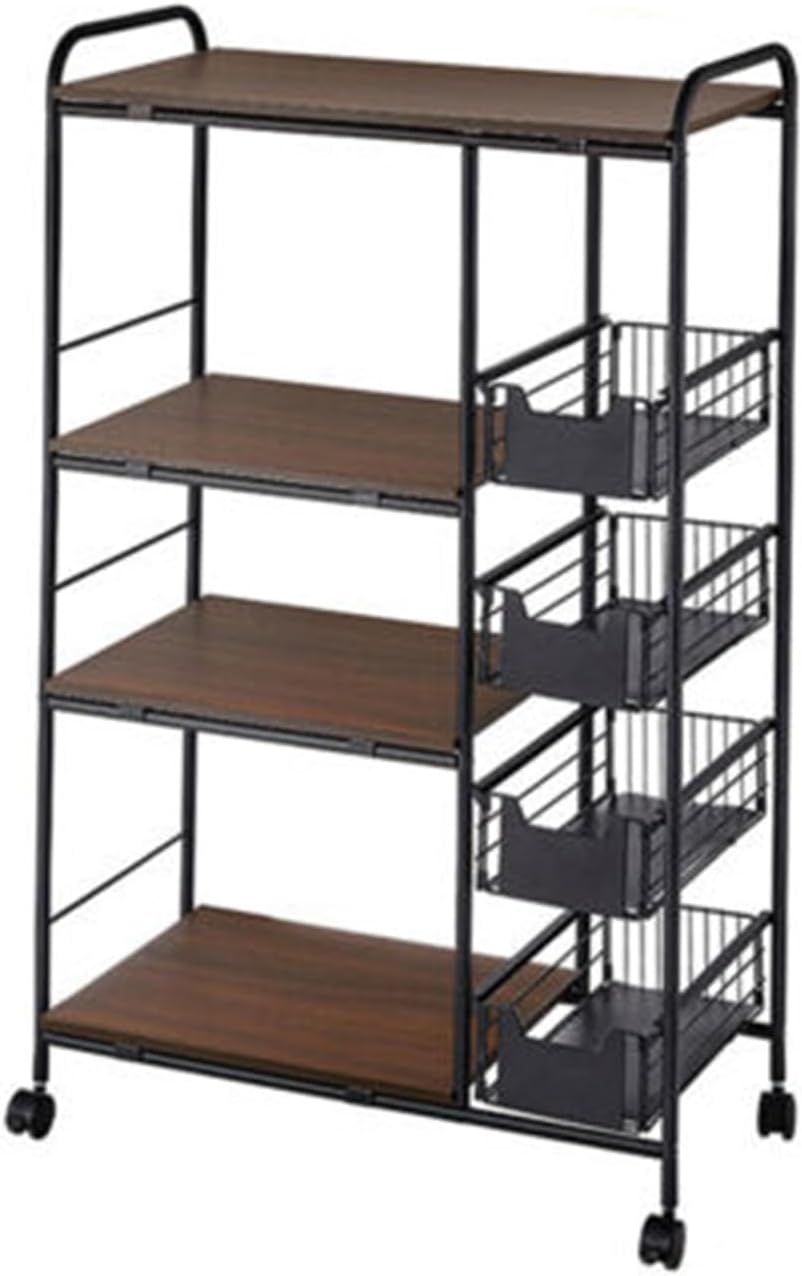 LIYUANJUN 4-Tier Kitchen Cart with Drawers, Multifunctional Metal Shelf - Organize With Ease!