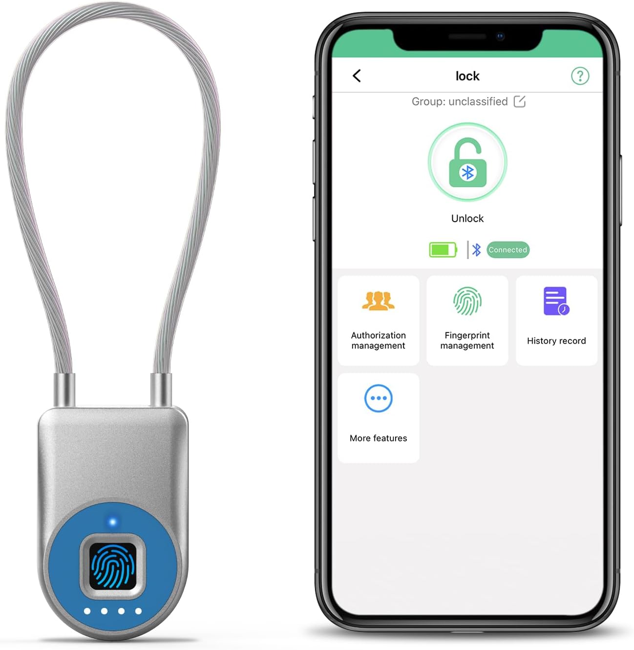 Fingerprint Gate Lock with Bluetooth and Biometric Security Features