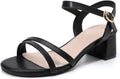 DADAWEN Open Toe Ankle Strap Low Block Heels - Comfortable Chic