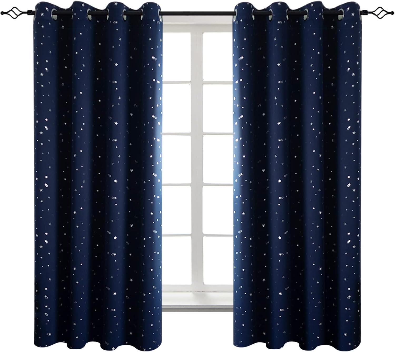 BGment Kids Blackout Curtains - Silver Star Printed Panels