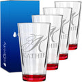 Personalized Beer Glasses Set of 4 Engraved Red 16oz Pint Glasses
