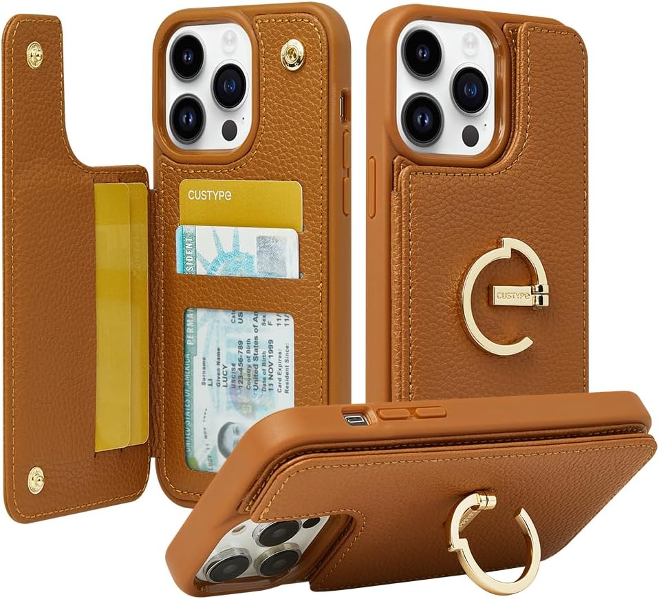 CUSTYPE iPhone 14 Pro Wallet Case with Card Holder and Kickstand
